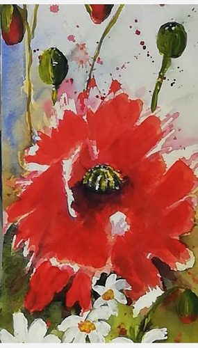 Mixed media, Poppies.